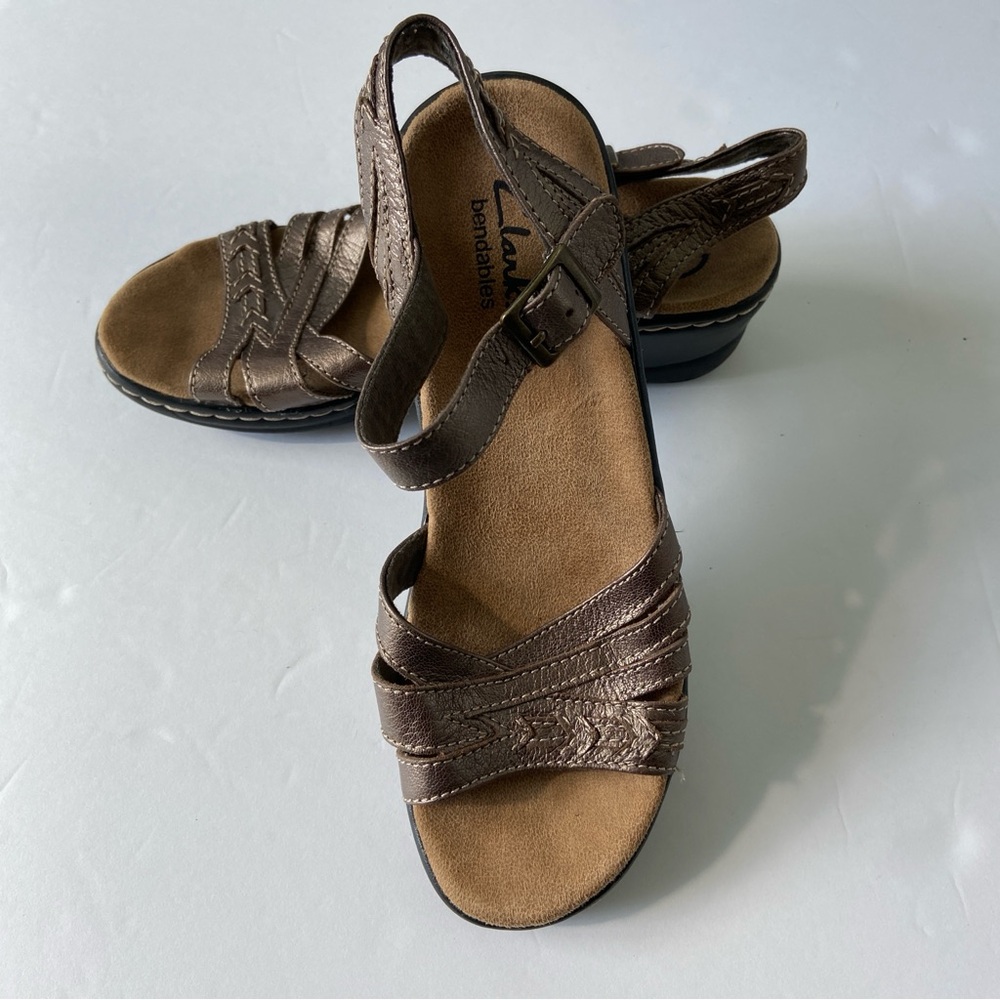 Clarks Bronze Bendable sandals - 
Size 5.5 - 5 1/2.- like new condition